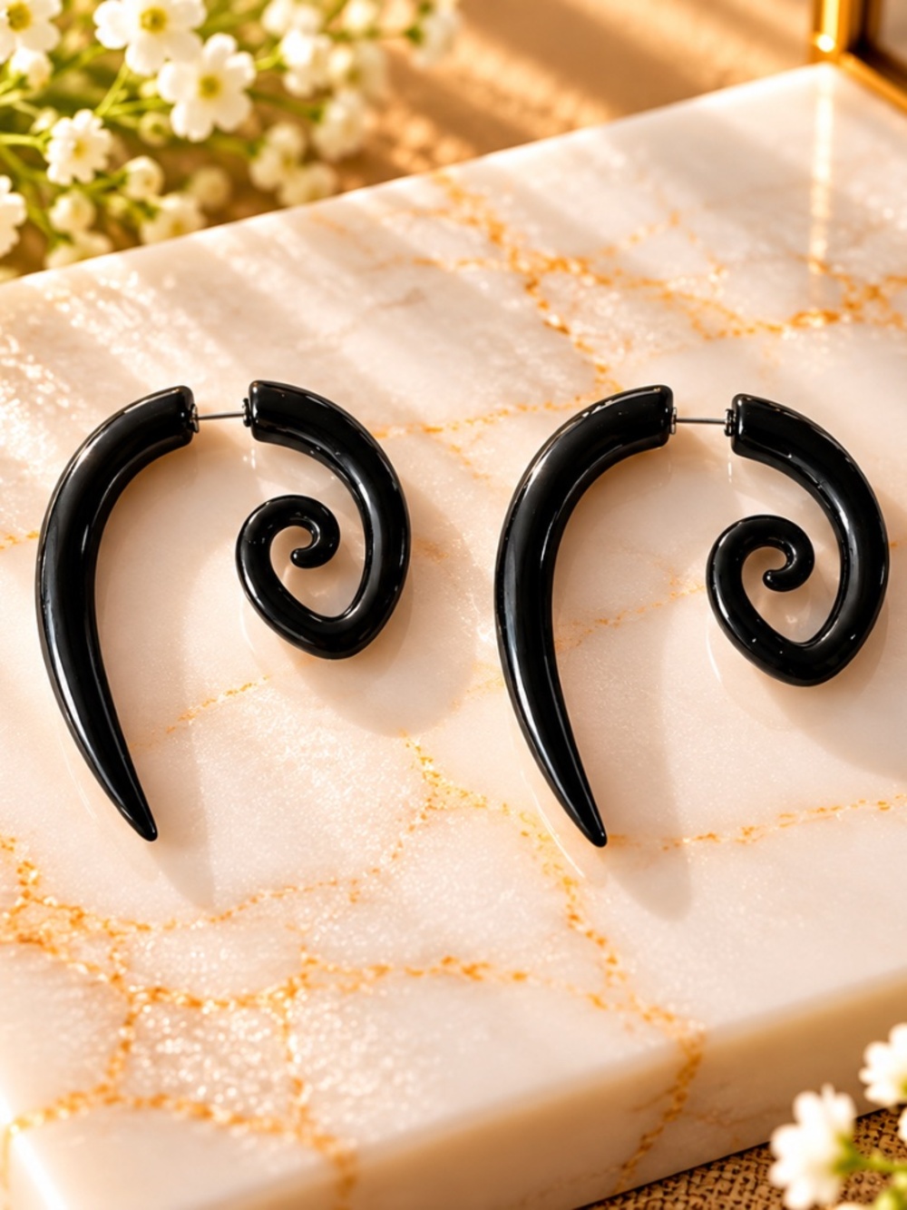 Black Stainless Steel Stud Earrings